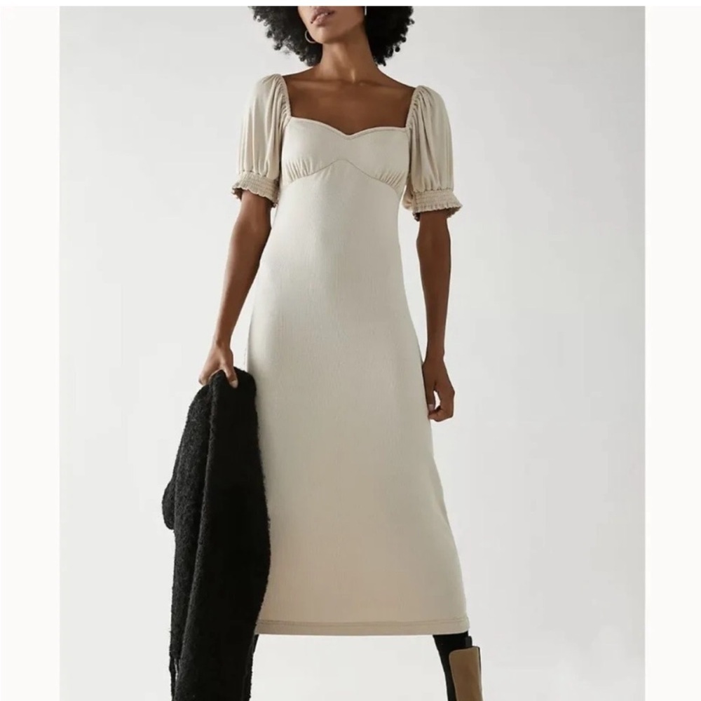 NWT Free People Beach Bell Air Midi Dress   Ribbed, Square Neckline, Size M